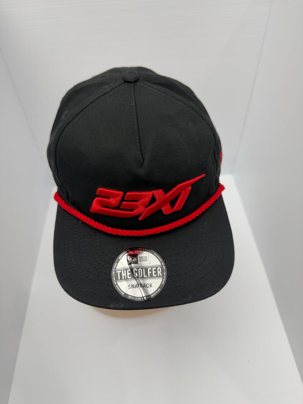 New Era NASCAR 23XI Racing Golfer Snapback Hat Black Red Rope Logo NWT